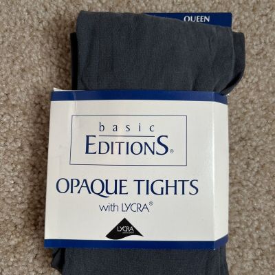 NIP Black Vintage Tights Queen Basic Editions Opaque Tights with Lycra Grey